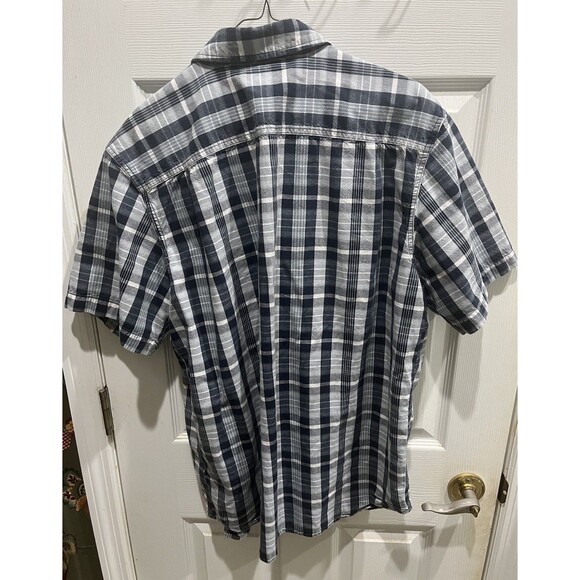 Carhartt Shirt Mens L Blue Plaid Relaxed Fit Short Sleeve Outdoor Button Up - Picture 4 of 4